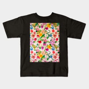 Floral rainbow seamless pattern oil painting Kids T-Shirt